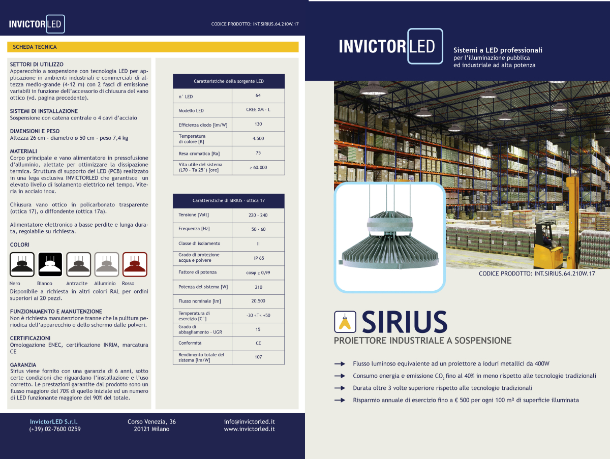 CONSULENZA STRATEGICA INVICTORLED PROIETTORE INDUSTRIALE